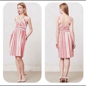 Anthropolgie Postmark Poppy Red Stripe Dress